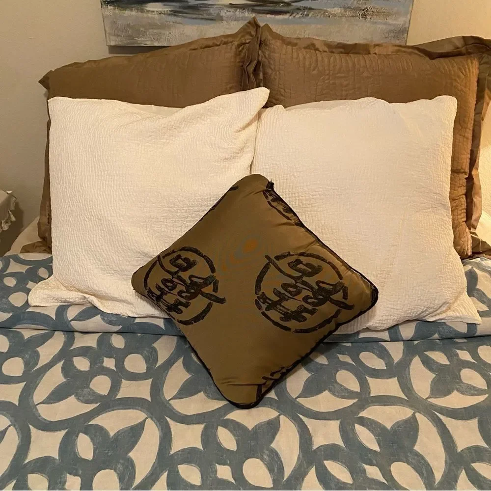 Custom Silk Textured Gold Euro Pillows, Set of 2